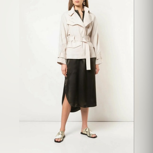 NWT Vince Linen Notched Lapels Short Belted Trench Jacket - Picture 7 of 10